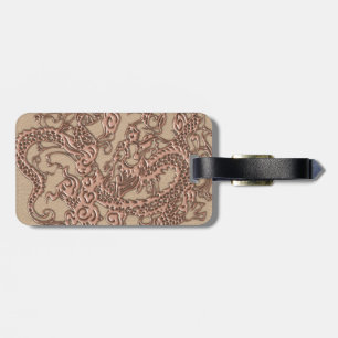 Copper Dragon on Shell Leather Texture Luggage Tag