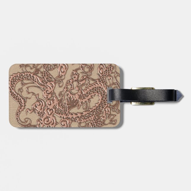 Copper Dragon on Shell Leather Texture Luggage Tag (Back Horizontal)