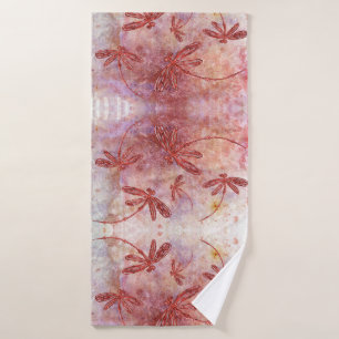Copper Dragonflies on Hot Summer Sky Bath Towel