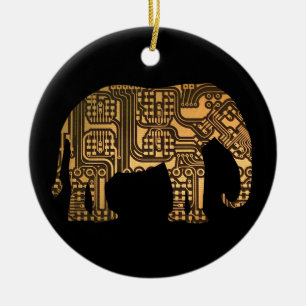 Copper Elephant Circuit Board Ceramic Tree Decoration