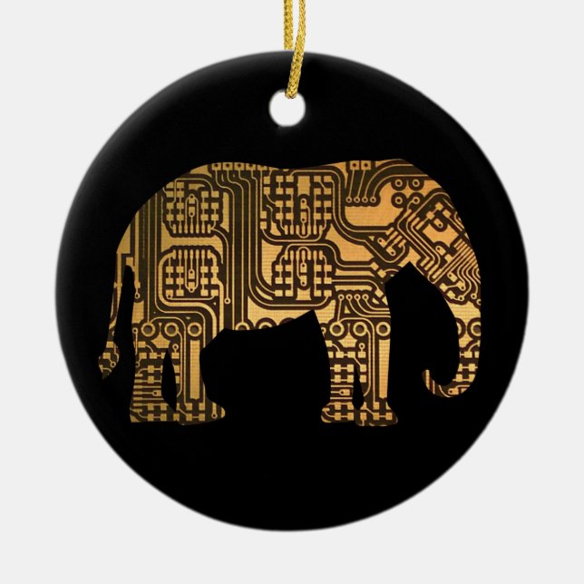 Copper Elephant Circuit Board Ceramic Tree Decoration (Front)