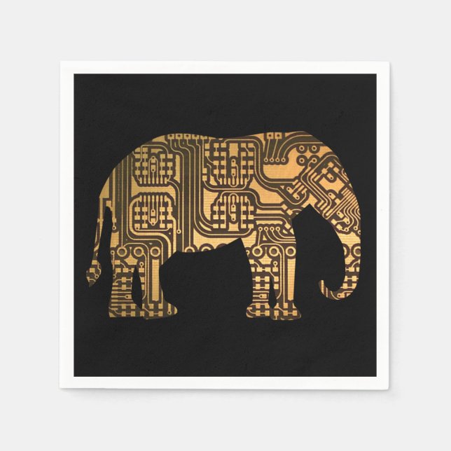 Copper Elephant Circuit Board Napkin (Front)
