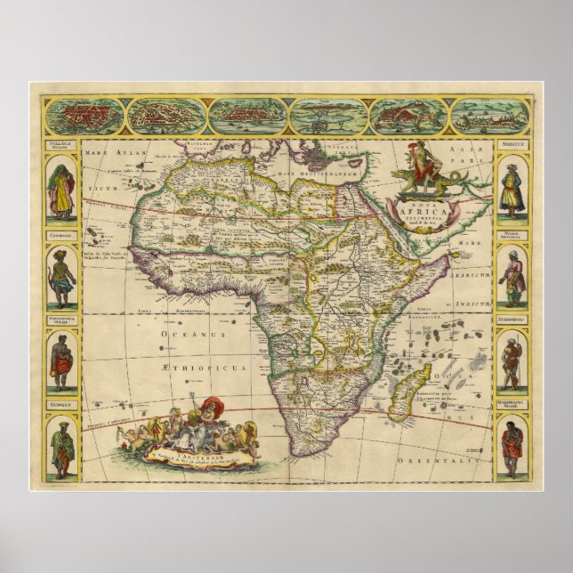 Copper Engraved Map of Continental Africa in 1660 Poster (Front)
