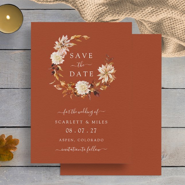 Copper Fall Wreath Wedding Save The Date (Copper Fall Wreath Wedding Save The Date by Painted Paperie
)