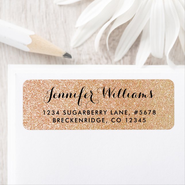 Copper Faux Glitter Look Return Address Label (Insitu)