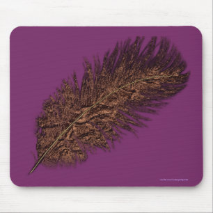 Copper Feather on Colour Background Mouse Pad