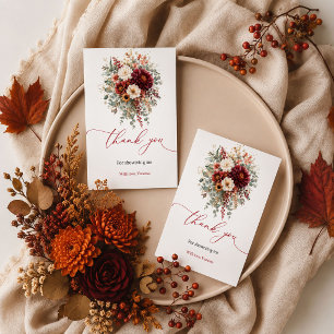 Copper floral boho fall greenery thank you card au