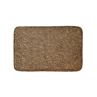 Copper Floral: Embossed Panel Art. Bath Mat