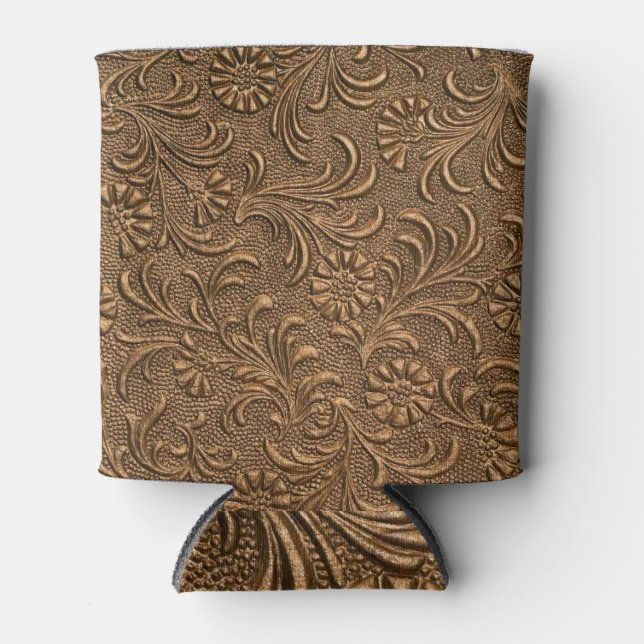 Copper Floral: Embossed Panel Art. Can Cooler (Front)