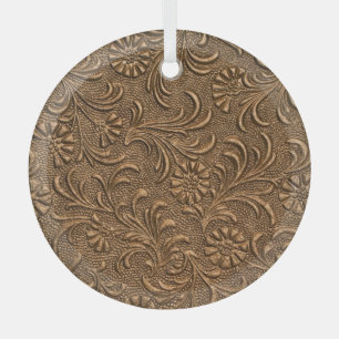 Copper Floral: Embossed Panel Art. Glass Tree Decoration