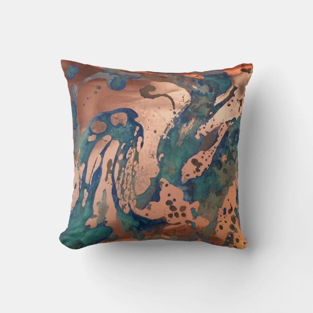 Copper (Foil) and Patina Throw Pillow (Front)