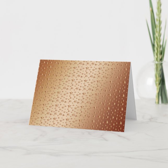 copper foil look stars on copper background holiday card (Front)