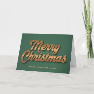 Copper Foil Retro Script Merry Christmas Holiday Card