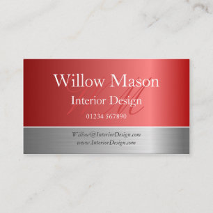 Copper Foil & Steel Effect Monogram Business Card