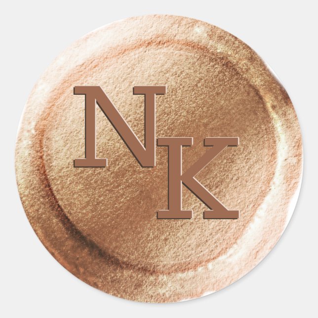 Copper Foil Wax Seal Initial Envelope Sticker (Front)