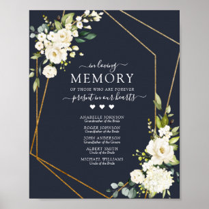 Copper Geometric Blue White Floral In Memory Sign