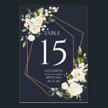 Copper Geometric Blue White Floral Wedding Table Number<br><div class="desc">Modern and trendy,  this wedding table number card features a faux copper geometric embellished with watercolor white floral and eucalyptus greenery floral arrangements,  over a modern navy blue texture. The design is the same on both sides. Copyright Elegant Invites. All rights reserved.</div>
