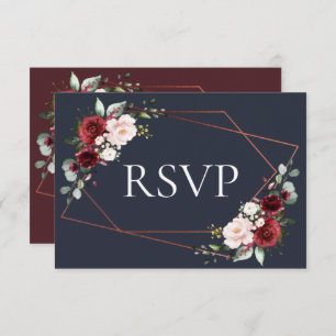Copper Geometric Burgundy Blue RSVP