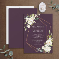 Copper Geometric Burgundy White Floral Wedding