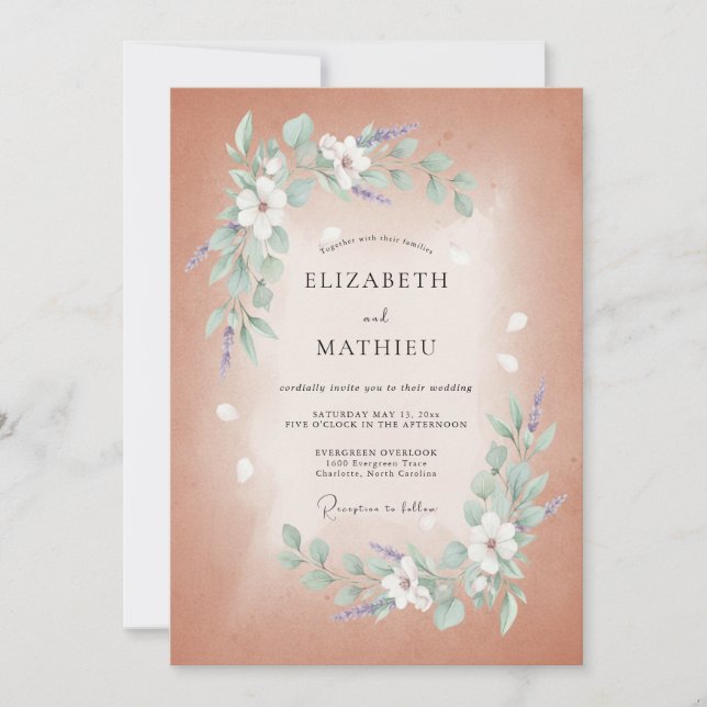 Copper Glistening Spring Wedding Invitation (Front)