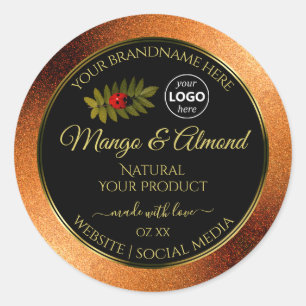 Copper Glitter Black Product Labels Ladybug Logo