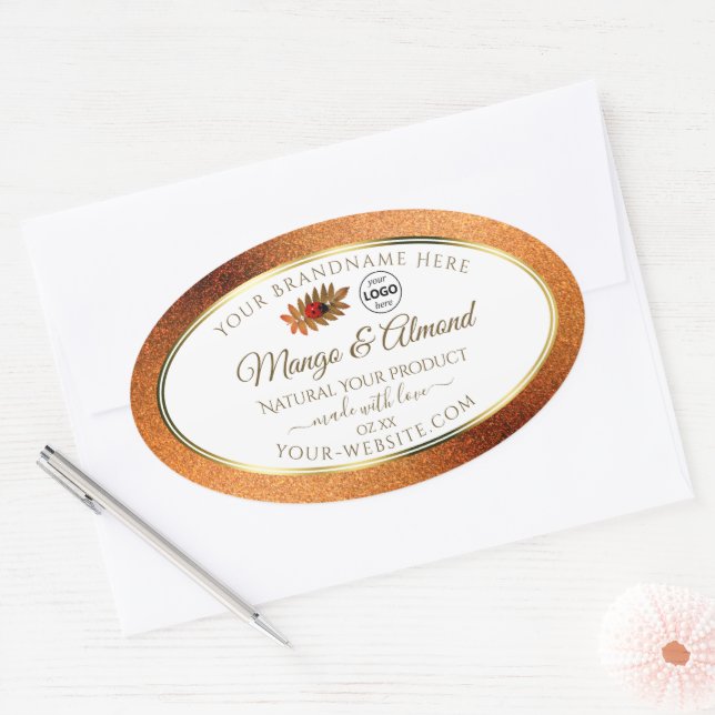Copper Glitter White Product Labels Ladybug Logo (Envelope)