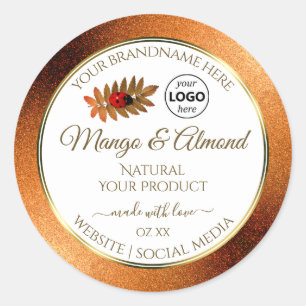 Copper Glitter White Product Labels Ladybug Logo