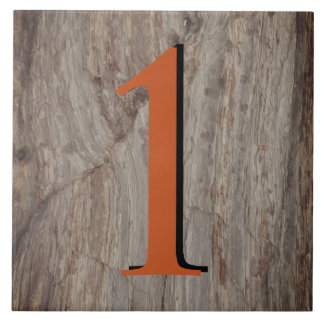 Copper Glow House Number Tile 1 One on Grey Stone