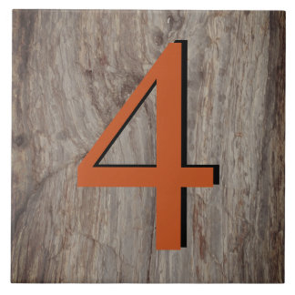 Copper Glow House Number Tile 4 Four on Grey Stone