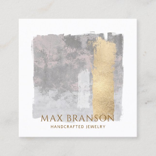 Copper Gold Abstract Jewellery Designer  Square Business Card (Front)