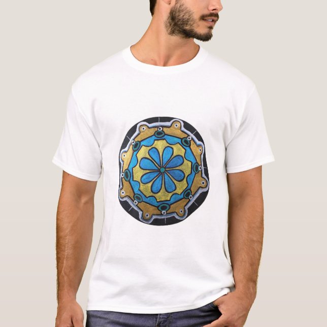 Copper Gold and Blue Mandala T-Shirt (Front)