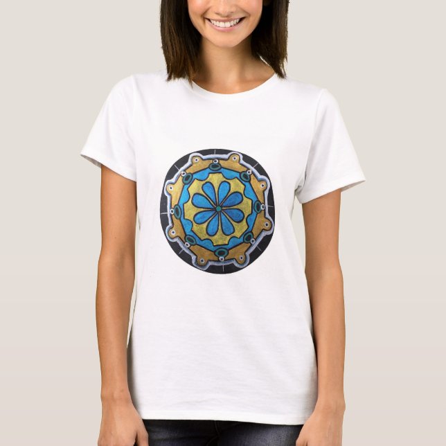 Copper Gold and Blue Mandala T-Shirt (Front)