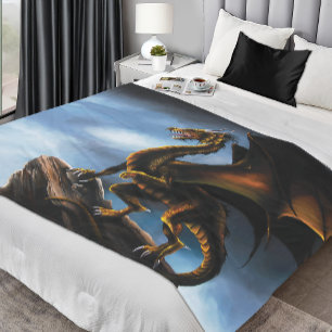 Copper Gold Black Dragon Fleece Blanket
