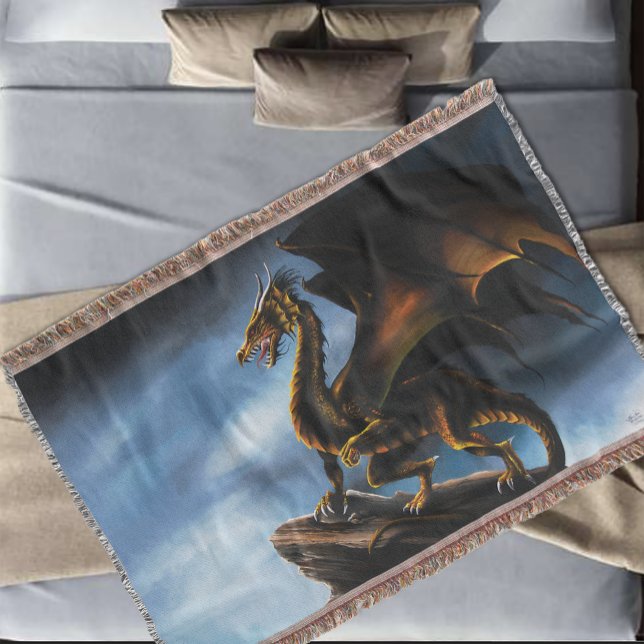 Copper Gold Black Dragon Throw Blanket (Creator Uploaded)