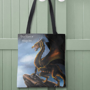 Copper Gold Black Dragon Tote Bag
