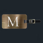 Copper Gold Brushed Steel Metal Script Monogram Luggage Tag<br><div class="desc">Copper Gold Brushed Steel Metal Script Monogram Bag Tag</div>