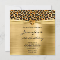 Copper Gold Leopard Foil Gem Heart 50th Birthday