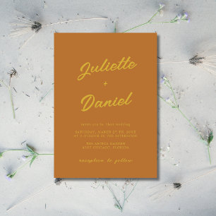 Copper & Gold Minimal Modern Calligraphy Wedding Invitation