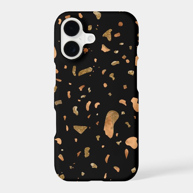 Copper Gold on Black Terrazzo Stone Samsung Galaxy Case (Back)