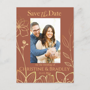 Copper & Gold Save the Date Photo Postcard