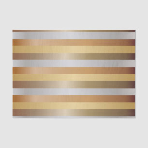 Copper, Gold, Silver and Bronze Stripes Tissue Paper
