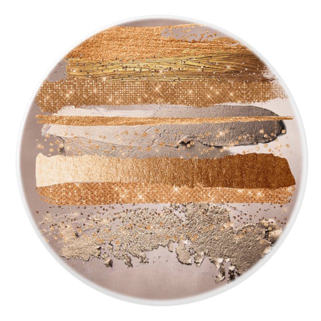 Copper Gold Strokes Glamour Texture Ceramic Knob (Front)
