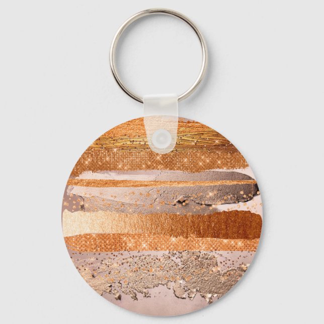 Copper Gold Strokes Glamour Texture Key Ring (Front)