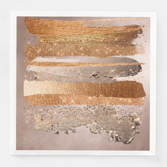 Copper Gold Strokes Glamour Texture Napkin (Front)