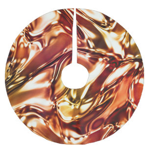 Copper Gold Wavy Metallic Look Brushed Polyester Tree Skirt