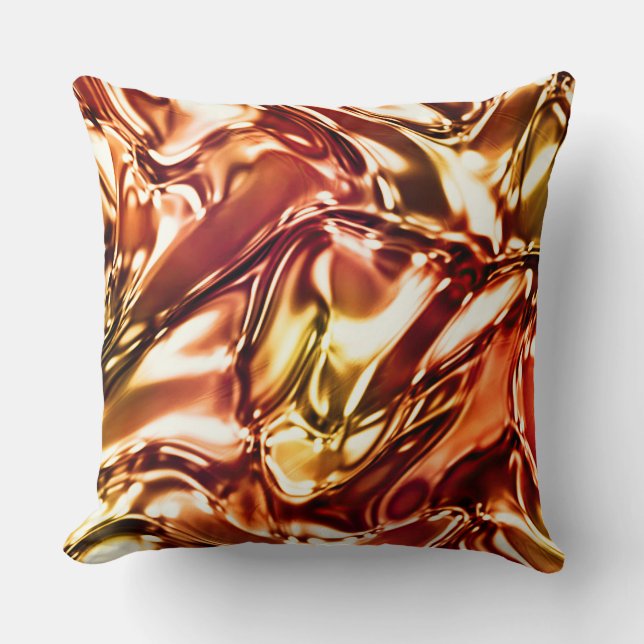 Copper Gold Wavy Metallic Look Cushion (Front)