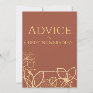 Copper & Gold Wedding Advice Card