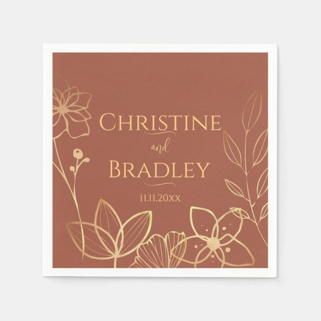 Copper & Gold Wedding Napkin (Front)