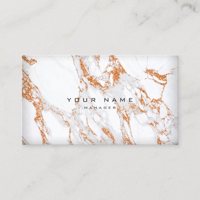 Copper Gold White Grey Carrara Marble Appointment Card (Front)