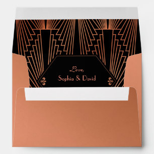 Copper Great Gatsby Art Deco Return Address Envelope
